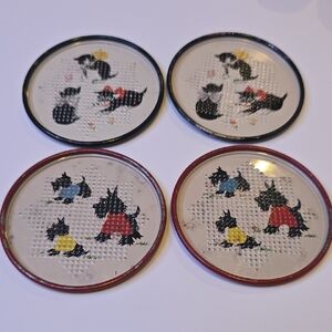 Vintage 4 Cat And Dog Pattern Coasters